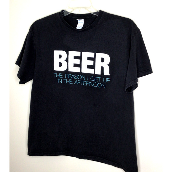 Delta ProWeight Black "Beer the reason I get up in the afternoon" T-Shirt Size L - Picture 1 of 6